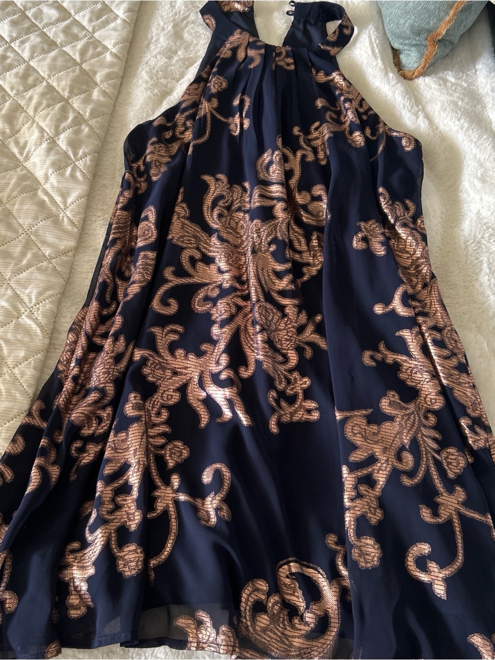 Women’s Navy Dress with Rose Gold Embroidery - Brand Unspecified